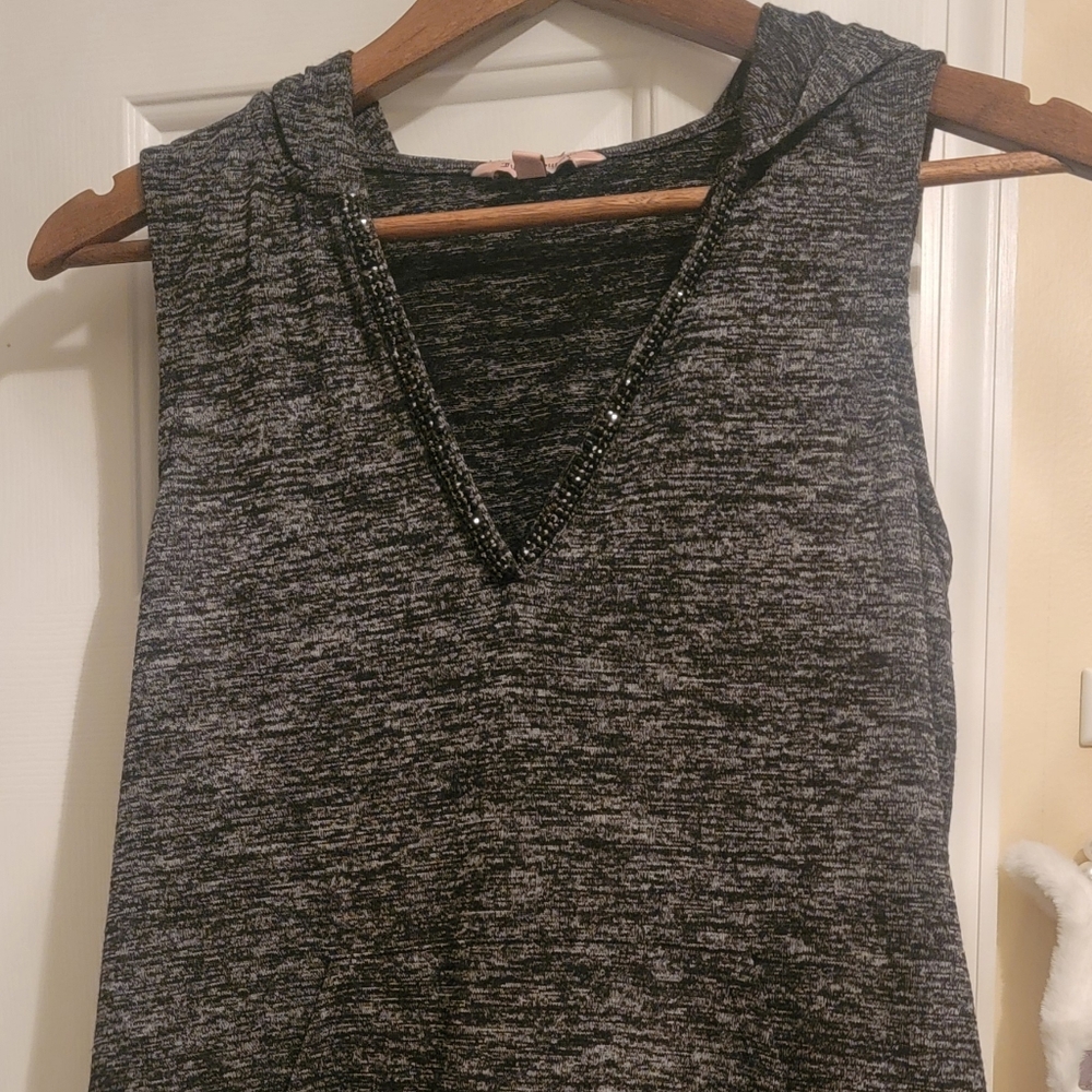 Juicy Couture Black and Gray Tank Top. Bling Around Collar. Size Small.